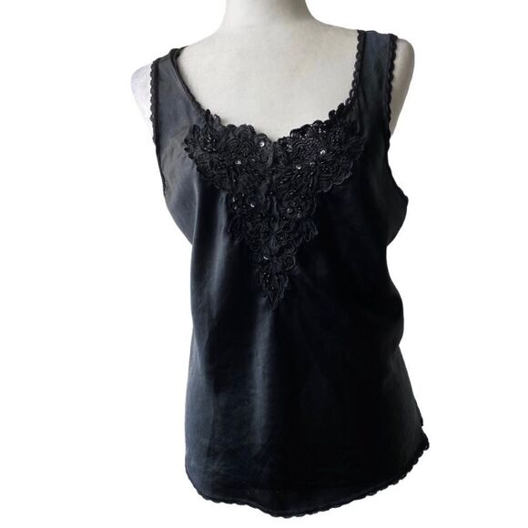 Vintage 80’s Teddy Embroidery Sequins Silky Top SZ L - Picture 10 of 10